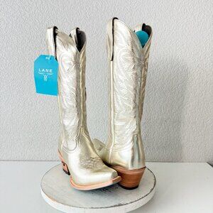 Lane SMOKESHOW Womens Cowboy Boots Gold Western Mid Calf Tall Snip Toe Size 8